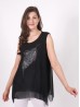 Feather Rhinestone Chiffon Tops